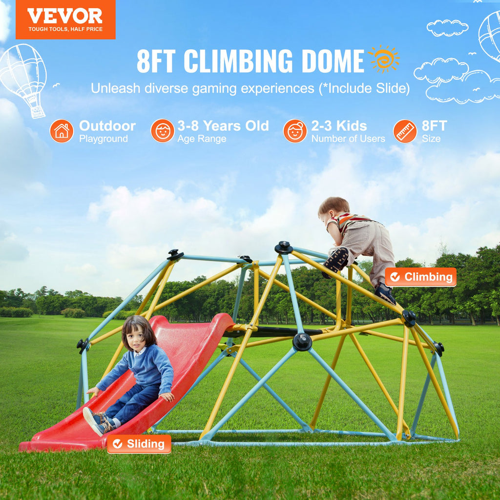 Klimkoepel 244cm met Glijbaan, voor Kinderen van 3 - 9 Jaar, Draagt 270kg, Buiten en Binnen Speeltoestel - Noventis Home