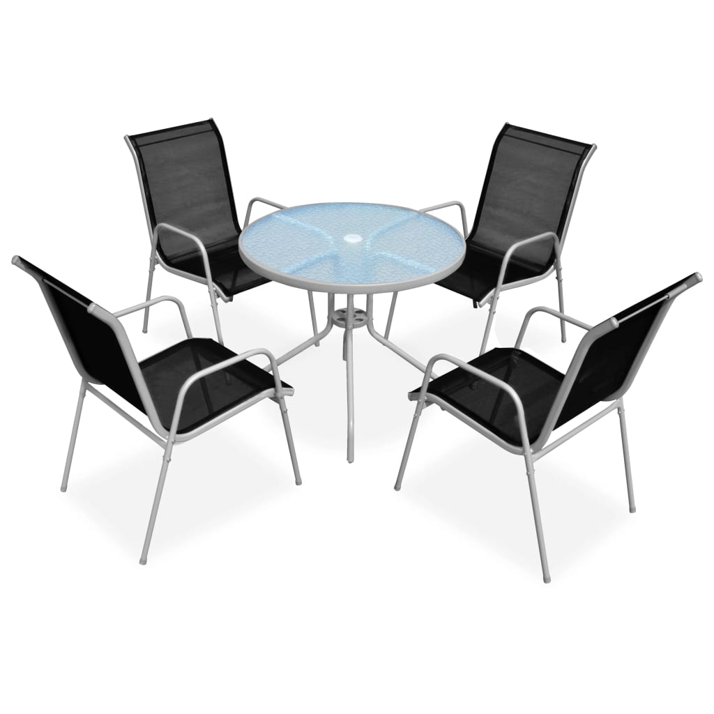 5 - piece garden dining set, steel, black - Noventis Home