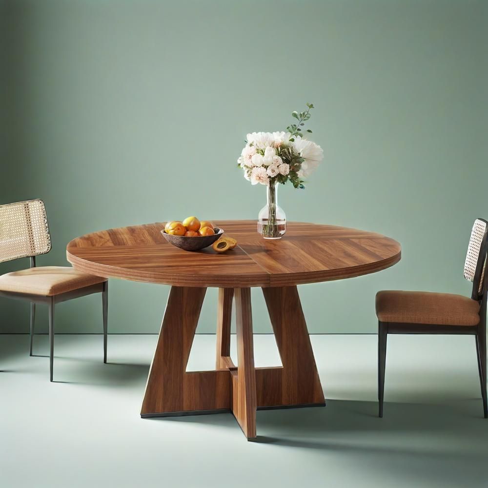 Ronde Houten Eettafel, Keukentafel voor 4-6 Personen, Walnoot