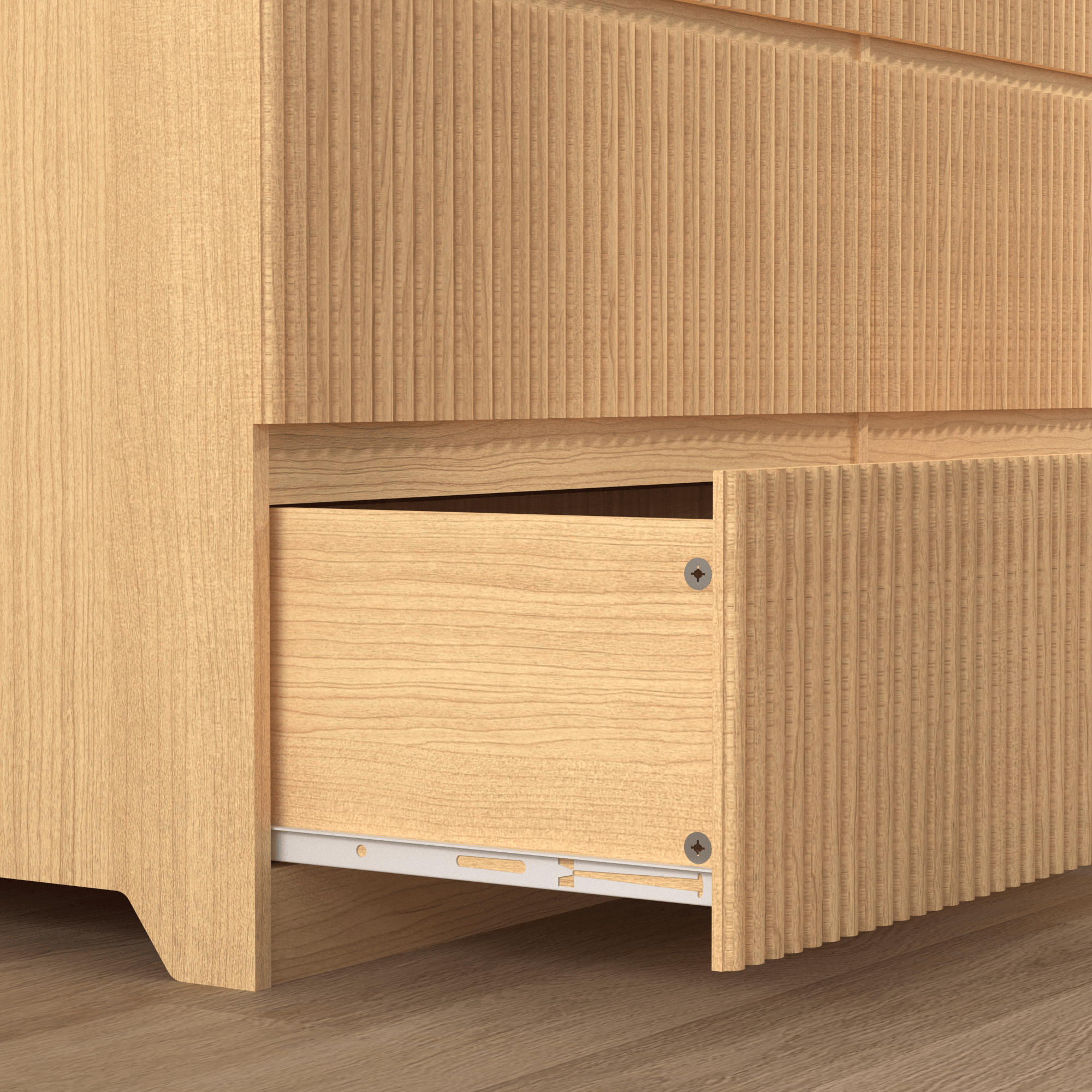 Modern Natural Wood 6 Drawer Dresser, Wave Panel Drawer Fronts, Storage Cabinet, Versatile Chest Of Drawers For Bedroom, Living Room - Sleek & Spacious Home Storage Solution - Noventis Home