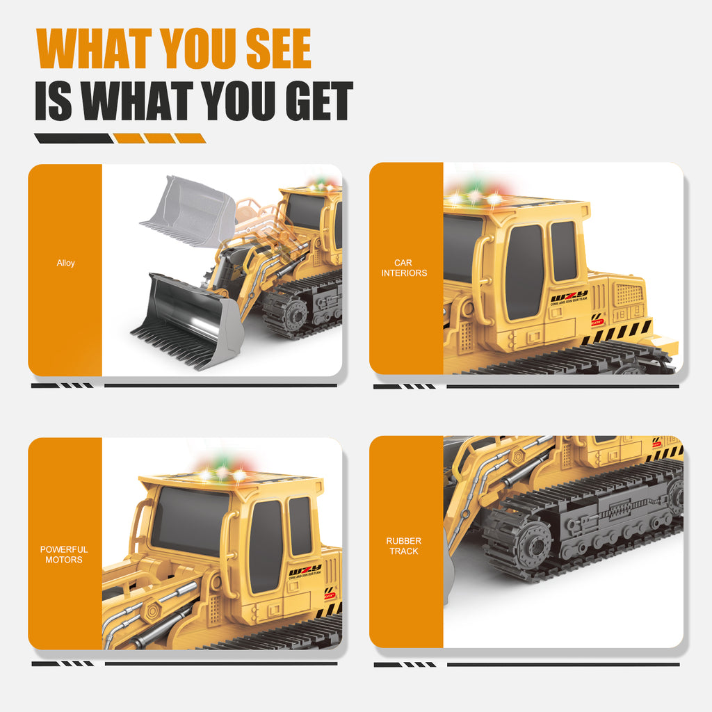 Remote - controlled Engineering Vehicle Toy Bulldozer Excavator Kids Gifts - Noventis Home