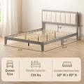 Queen Bed Frame With Headboard Queen Platform Bed Frame With Wooden Slats No Box Spring Needed Easy Assembly Gray - Noventis Home
