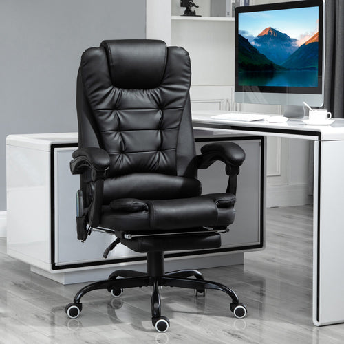 7 - Point Vibrating Massage Office Chair High Back Executive Recliner with Lumbar Support, Footrest, Reclining Back, Adjustable Height, Black - Noventis Home