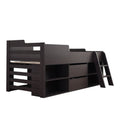 Kinderbed Halfhoogslaper met Opbergruimte, Houten Bed met Lades en Planken, Eenpersoons 90x190 cm, Wit - Alleen Frame - Noventis Home