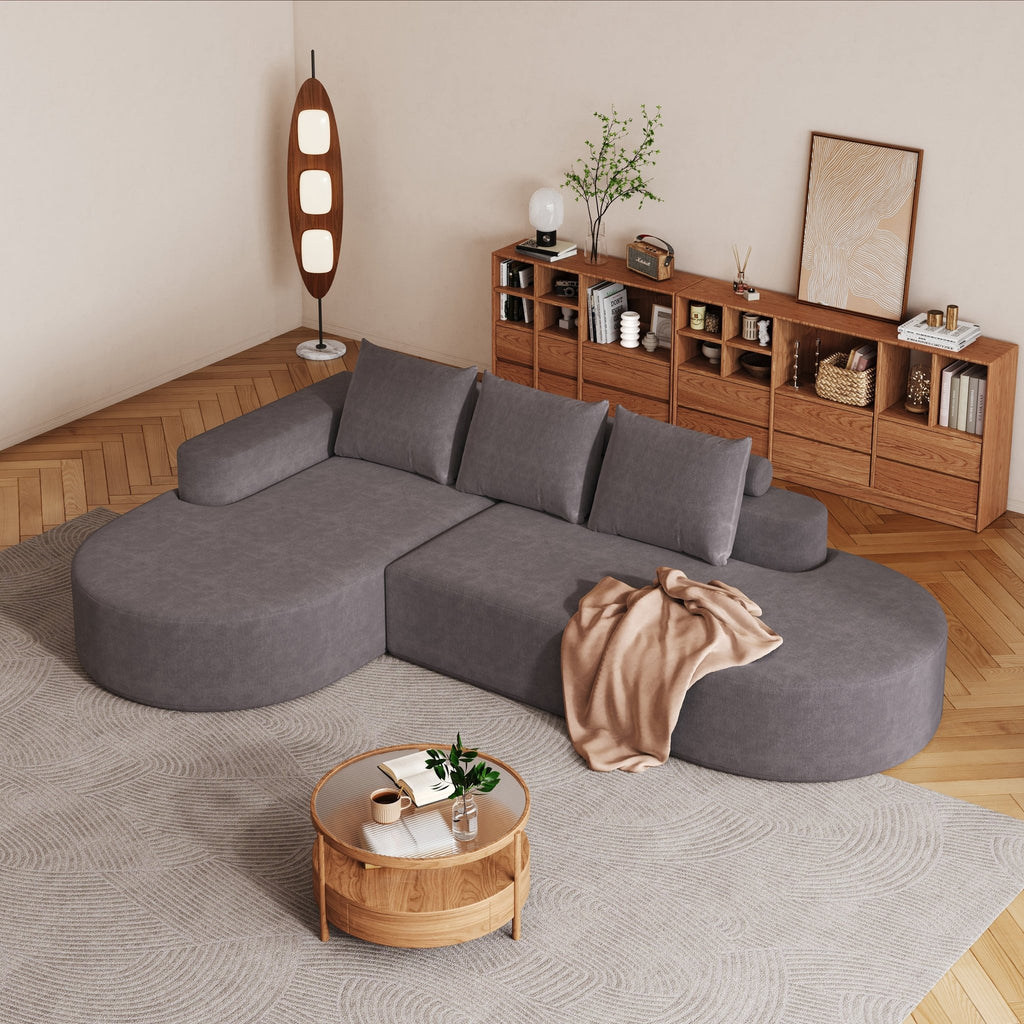 Modern Curved Sofa ,Chenille Upholstered Sectional Sofa Couch Set,Modular 108.5 L Shaped Sectional Living Room Sofa Set With 3 Pillows,Free Combination Sofa Couch For Living Room,Bedroom - Noventis Home