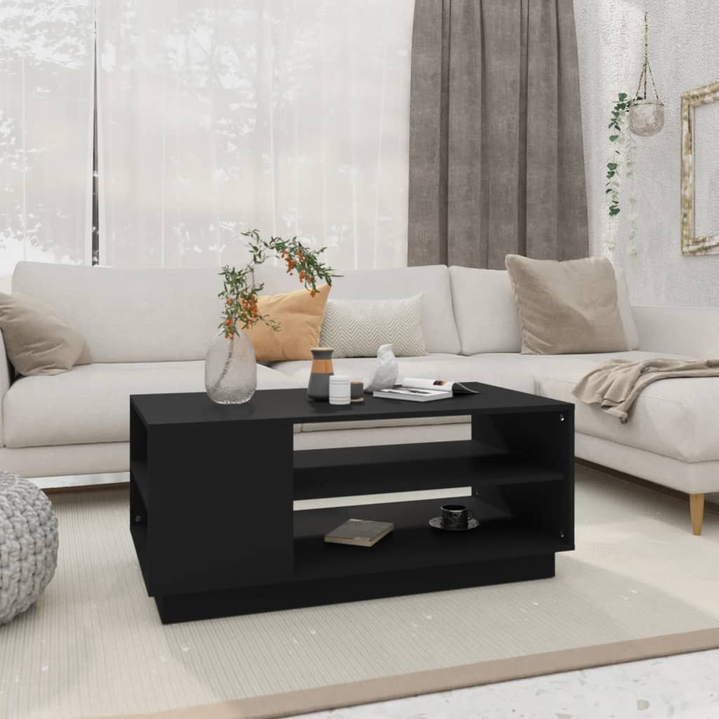 Salontafel 102cm, Houtcomposiet, Zwart