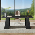 Directiebureau 160cm, Modern Groot Kantoorbureau met Dubbele Sokkel en Opbergplanken, Zwart