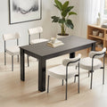 Set van 4 Bouclé Eetkamerstoelen, Moderne Keukenstoel met Gebogen Rugleuning en Metalen Poten - Noventis Home