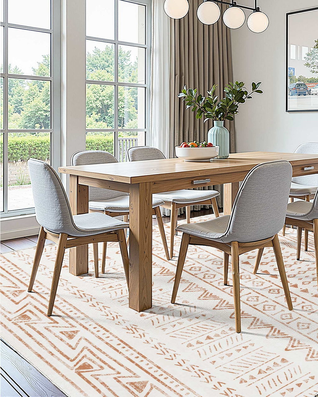 Area Rug, 5 X 7 Ft Large Washable Rug, Non - Slip And Tear - Resistant Soft Carpet, Pet Friendly Modern Area Rugs, Indoor Mat For Bedroom, Office, Living Room, Entryway, Beige - Noventis Home