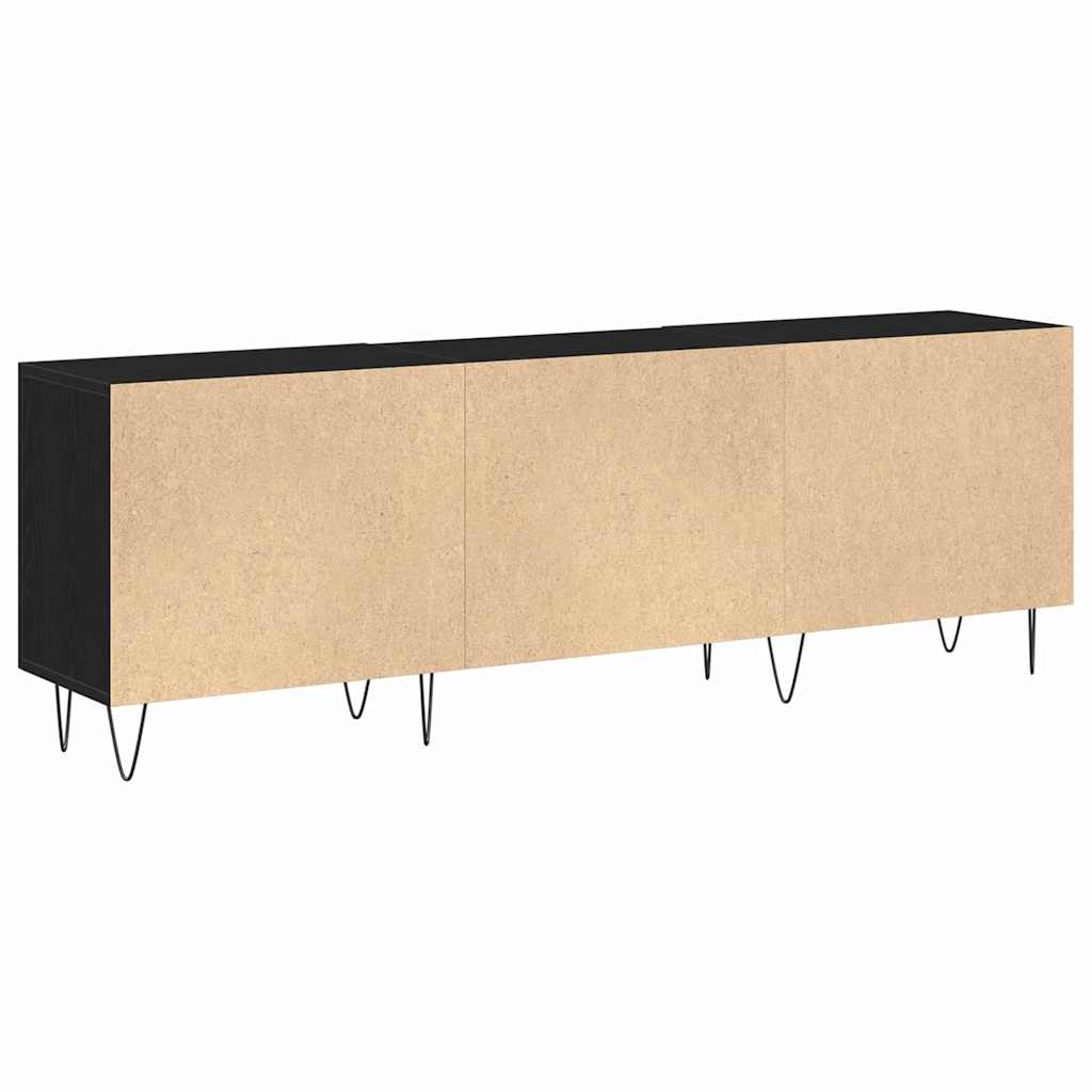 TV - meubel 150cm, Zwart Eiken Look, Houtcomposiet met Meerdere Opbergvakken - Noventis Home