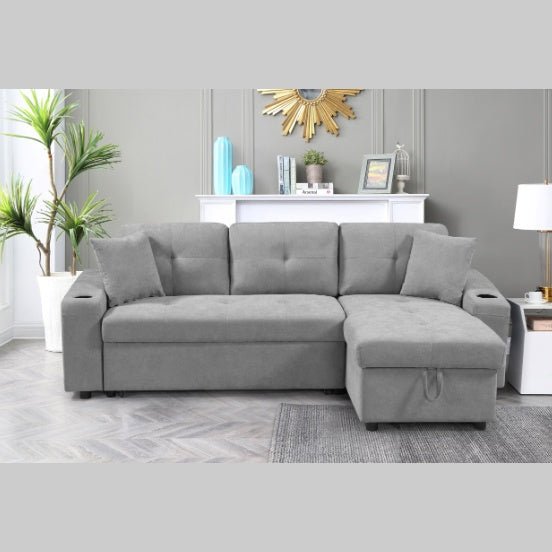Convertible Sectional Sofa With Armrest Storage - Noventis Home