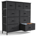 Dresser For Bedroom With 9 Fabric Storage Drawer Wardrobe Tall Chest Organizer Closet Adult&Kids Clothes Cabinet Furniture - Noventis Home