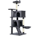 PawHut 140cm Large Cat Tree Tower With Sisal Scratching Posts, Cat Houses, Plush Perches, Hammock, Ladder, Dark Grey - Noventis Home