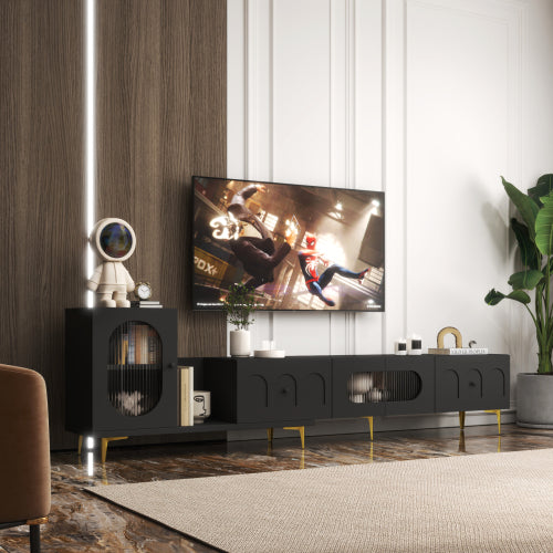 Uitschuifbaar Houten TV-meubel - Rechthoekig Entertainment Center voor Woonkamer en Slaapkamer