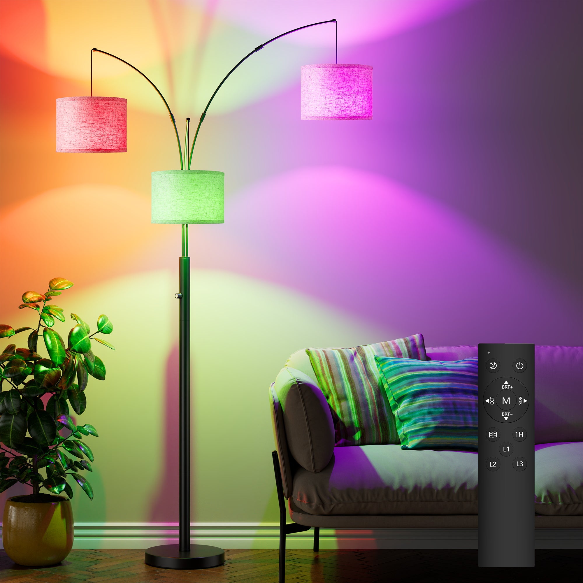 Three - Color Temperature & Dimmable Three - Head Floor Lamp Create A Cozy Home Lighting Ambiance - Noventis Home