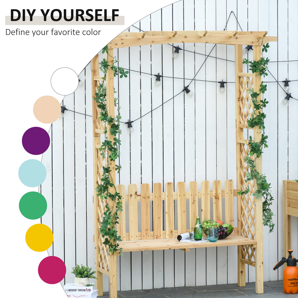 Tuinbank met Boogpergola, Natuurlijk Dennenhout met Beschermend Vernis, 2 - persoons, Ergonomisch Design - Noventis Home