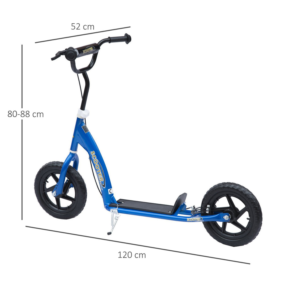 Kids Scooter Kick Scooter, With 12" EVA Tyres, Rear Brake, Big Wheels Scooter For 5 - 12 Years , Blue - Noventis Home
