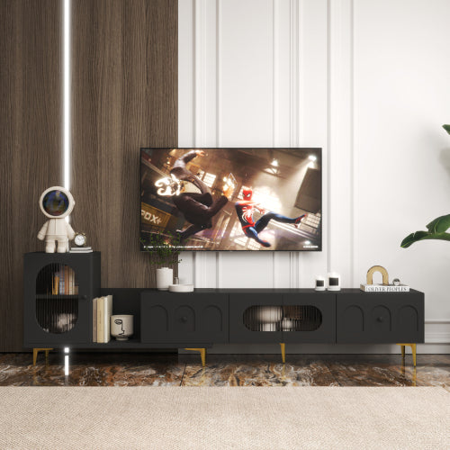 Uitschuifbaar Houten TV-meubel - Rechthoekig Entertainment Center voor Woonkamer en Slaapkamer