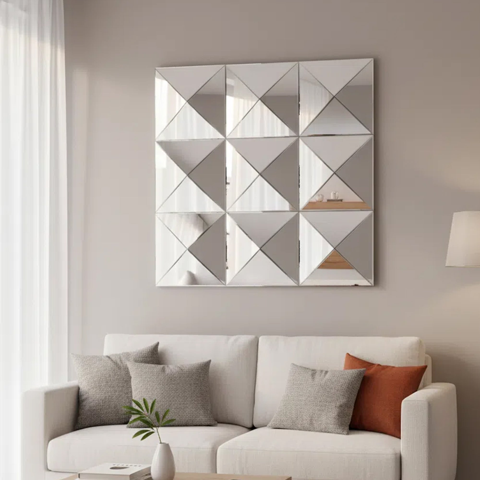 3d Mirror Wall Decor Beveled Glass Wall Mirror Interior Home Decor Large Square Wall Mirror For Various Rooms Such As Living Room Bedroom Or Dining Room - Noventis Home