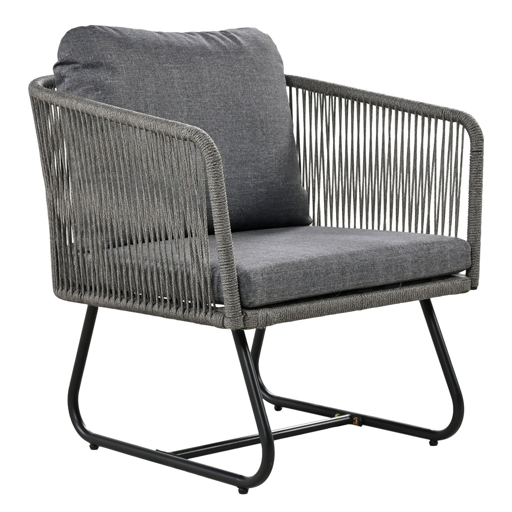 Buiten Patio & Tuin Loungeset, Dikke Ruimtebesparende Banken met Glazen Salontafel, Grijs - Noventis Home