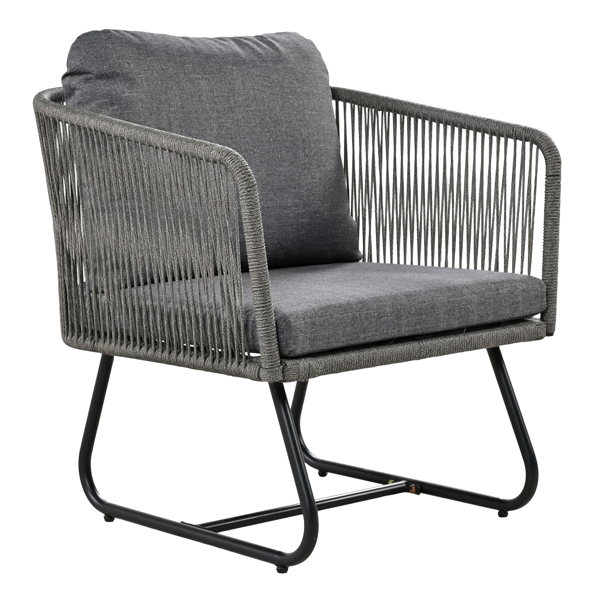 Buiten Patio & Tuin Loungeset, Dikke Ruimtebesparende Banken met Glazen Salontafel, Grijs - Noventis Home