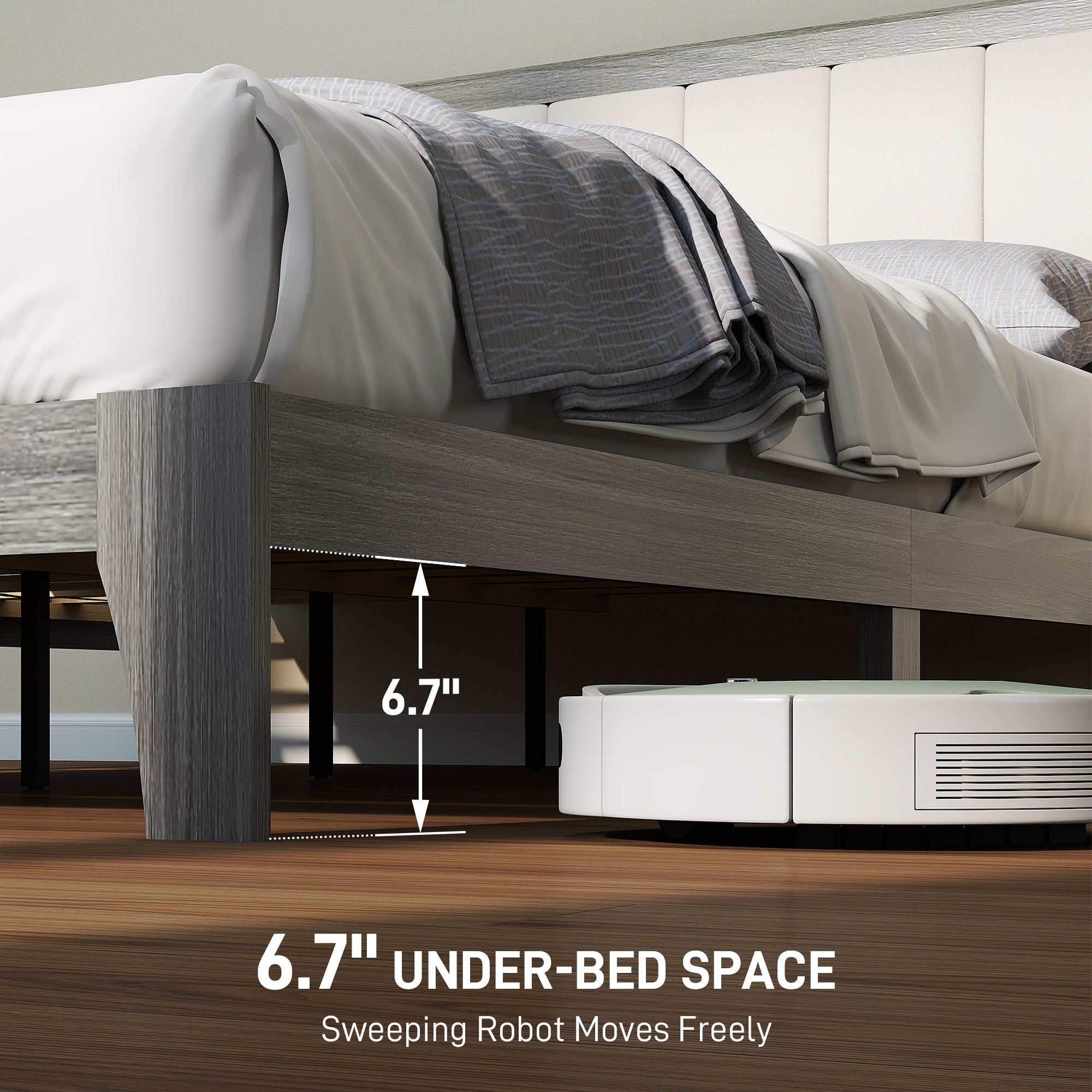 Queen Bed Frame With Headboard Queen Platform Bed Frame With Wooden Slats No Box Spring Needed Easy Assembly Gray - Noventis Home