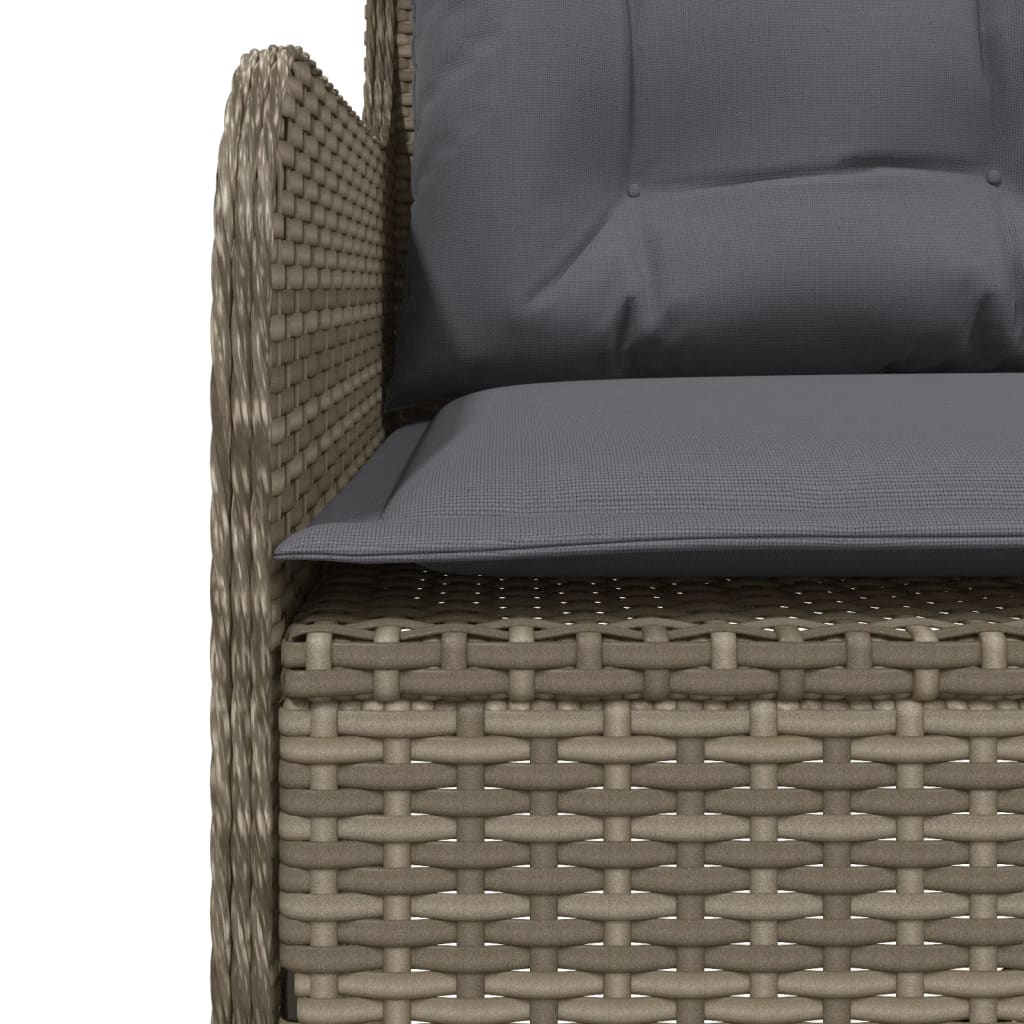 L - vormige Tuinbank met Kussens, Poly Rattan, 5 - zitter, Donkergrijs - Noventis Home