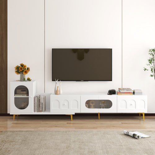 Uitschuifbaar Houten TV-meubel - Rechthoekig Entertainment Center voor Woonkamer en Slaapkamer