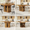 Uitschuifbare Ronde Eettafel, Uitklapbaar tot Ovaal, 118 - 158cm, tot 6 Personen, Glazen Deuren, Walnoot - Noventis Home