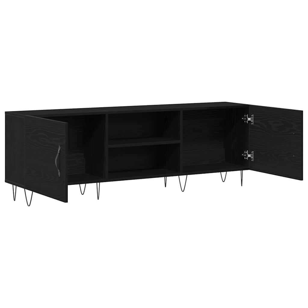 TV - meubel 150cm, Zwart Eiken Look, Houtcomposiet met Meerdere Opbergvakken - Noventis Home
