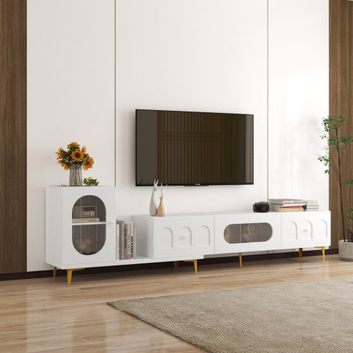 Uitschuifbaar Houten TV-meubel - Rechthoekig Entertainment Center voor Woonkamer en Slaapkamer