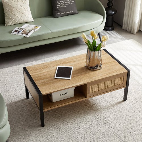 40.16 Inch Rattan Coffee Table - Noventis Home