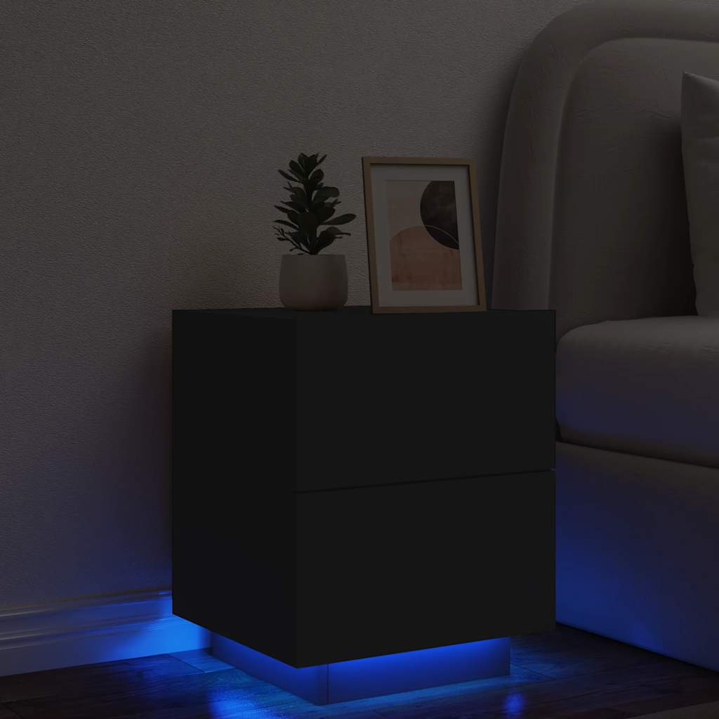 Nachtkastje met LED - verlichting, Houtcomposiet, 45x40x55cm - Noventis Home