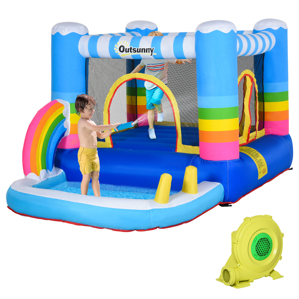 Kids Bounce Castle Inflatable House With Trampoline Pool Climbing Wall With Inflator Carrybag, 2.8 X 1.7 X 1.55m - Noventis Home