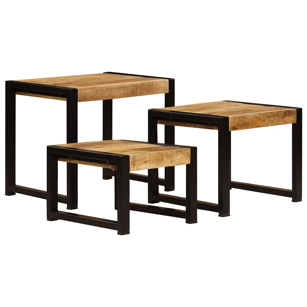 Nesttafels Set van 3, Massief Mangohout - Noventis Home