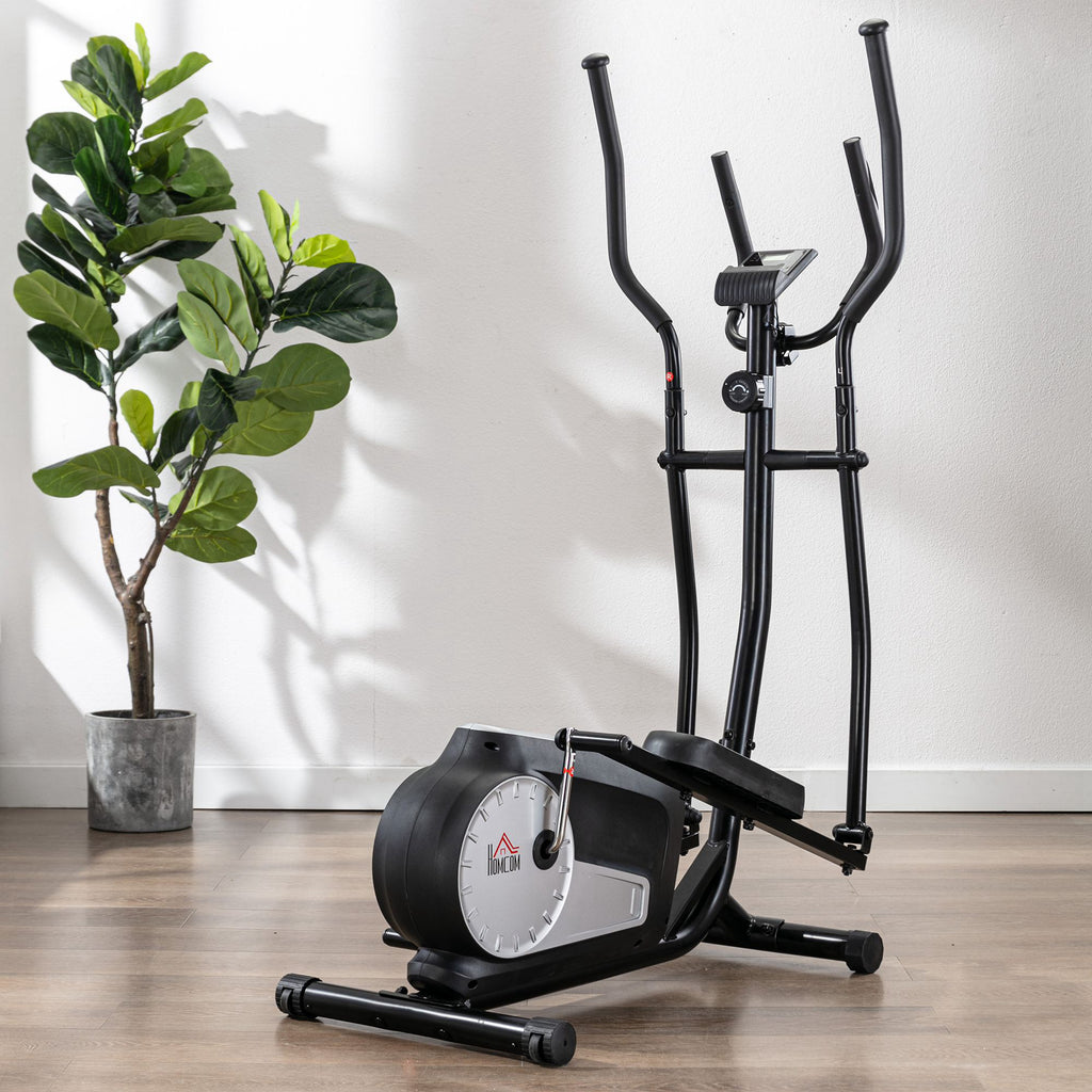 Elliptische Crosstrainer voor Thuis, 8 Magnetische Weerstandsniveaus, LCD - scherm, Hartslagsensor, Zwart - Noventis Home