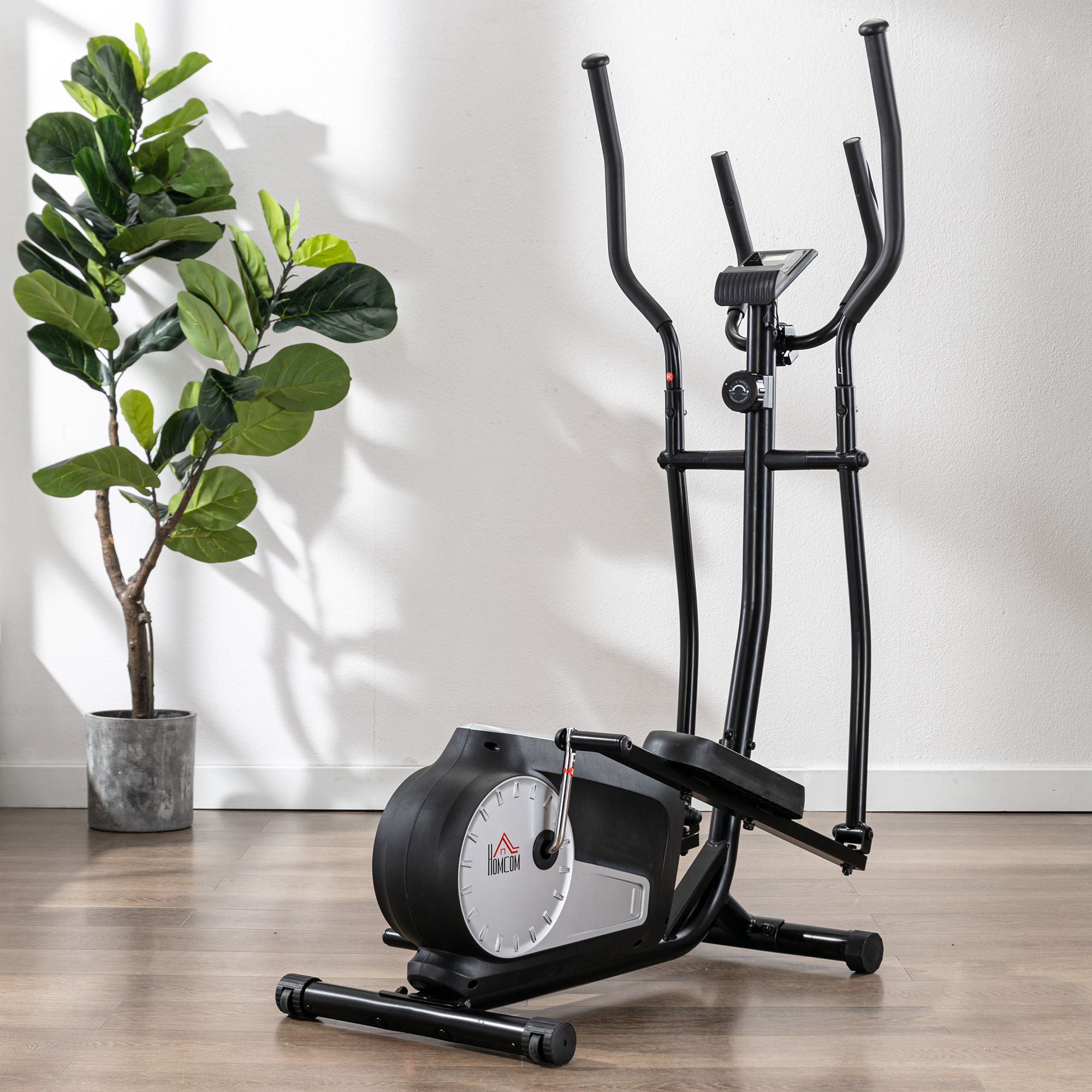 Elliptische Crosstrainer voor Thuis, 8 Magnetische Weerstandsniveaus, LCD - scherm, Hartslagsensor, Zwart - Noventis Home