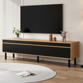 TV-meubel met 4 Deuren, Fijne Textuur, Zwart en Houtkleur, 170x38x47 cm