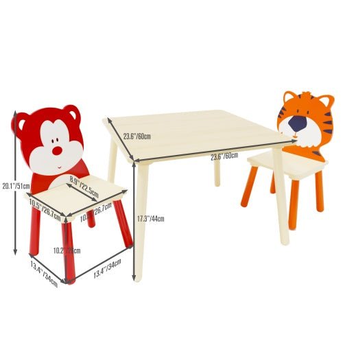 Solid Wood Children's Table Set With 2 Chairs - Noventis Home