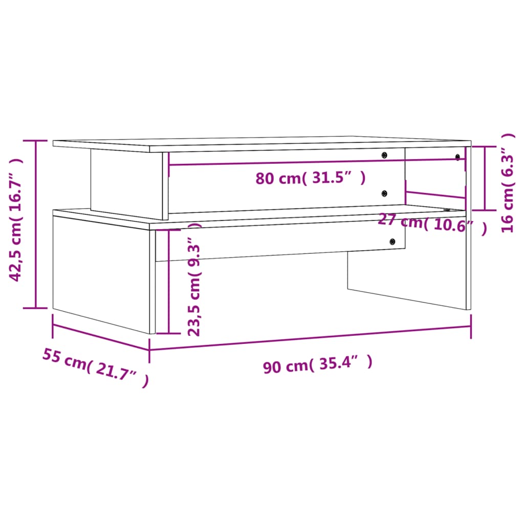 Coffee Table Concrete Grey 90x55x42.5 cm Wood - based material - Noventis Home