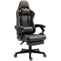 Racing Gaming Chair Diamond PU Leather Office Gamer Chair High Back Swivel Recliner with Footrest, Lumbar Support, Adjustable Height, Brown - Noventis Home
