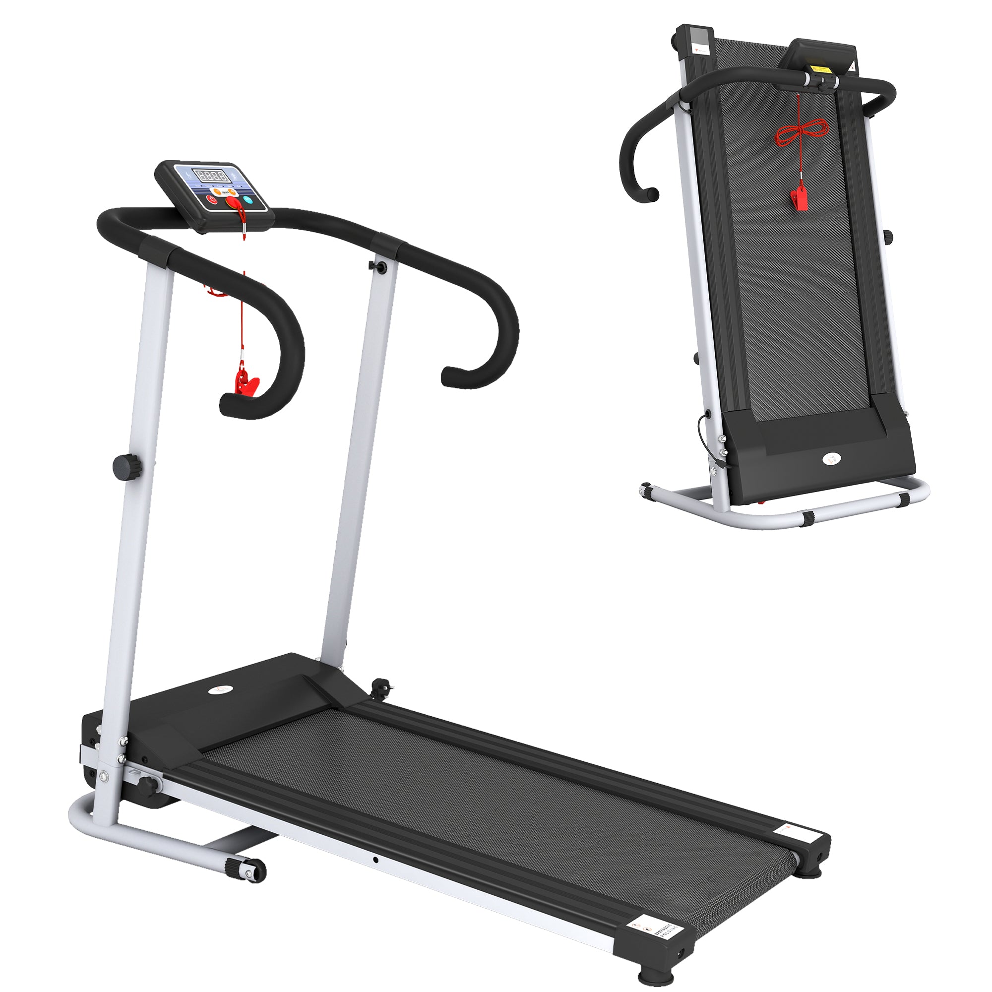 Folding Treadmill With Incline, Walking Pad Treadmill For Home, 1 - 10km/h Under Desk Running Machine With LCD Display And Wheels, No Assembly, Grey - Noventis Home