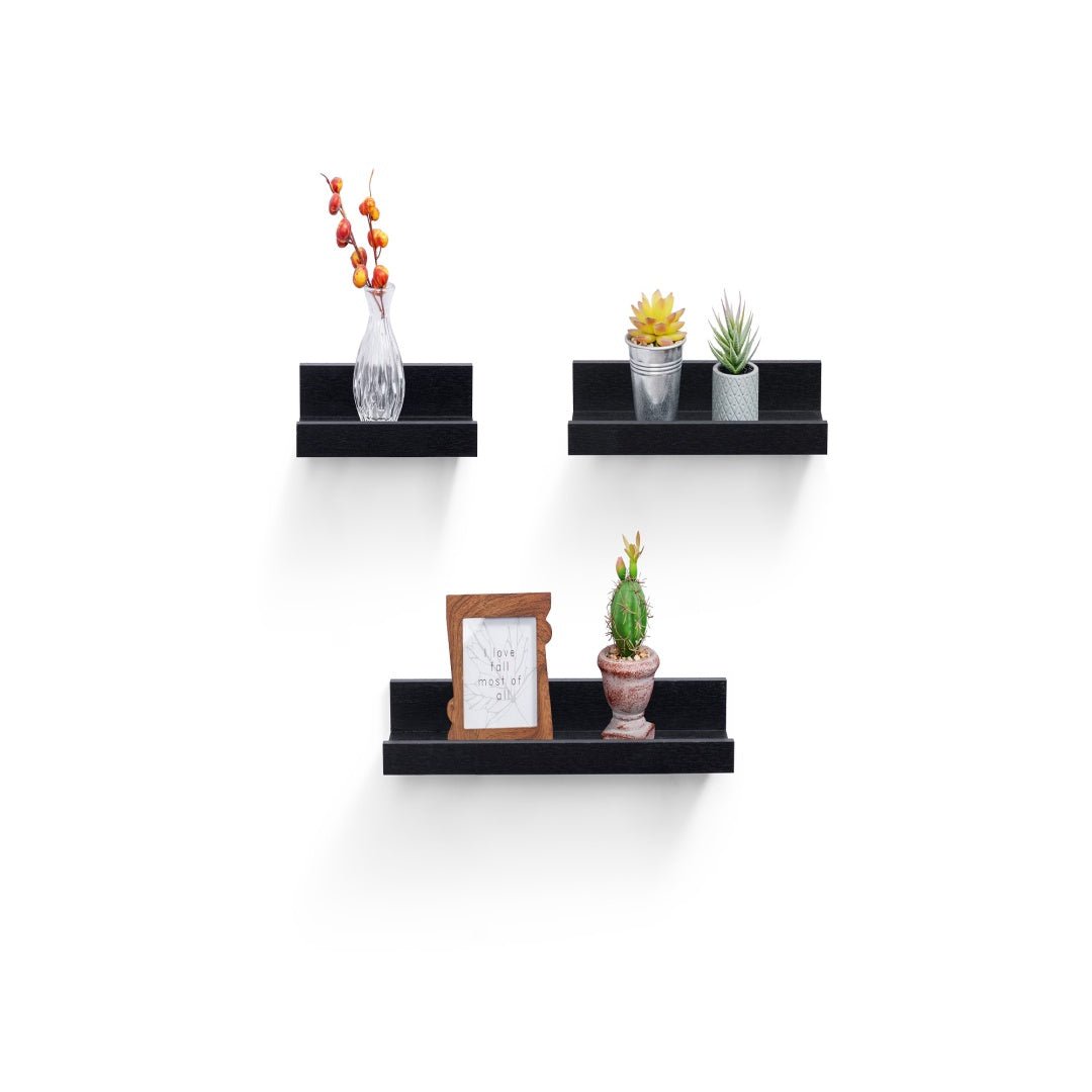 Floating Shelves 18.11 Wall Mounted Wood Shelves For Bathroom, Bedroom, Living Room, Kitchen, Hanging Shelf For Books Storage Decor With Invisible Brackets, Black - Noventis Home