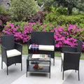 4 PC Rattan Patio Furniture Set Outdoor Patio Cushioned Seat Wicker Sofa Beige Cushion - Noventis Home