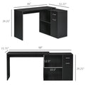 L Shaped Computer Desk, 180° Rotating Corner Desk With Storage Shelves, Drawer And Cabinet, Study Workstation For Home Office, Black - Noventis Home