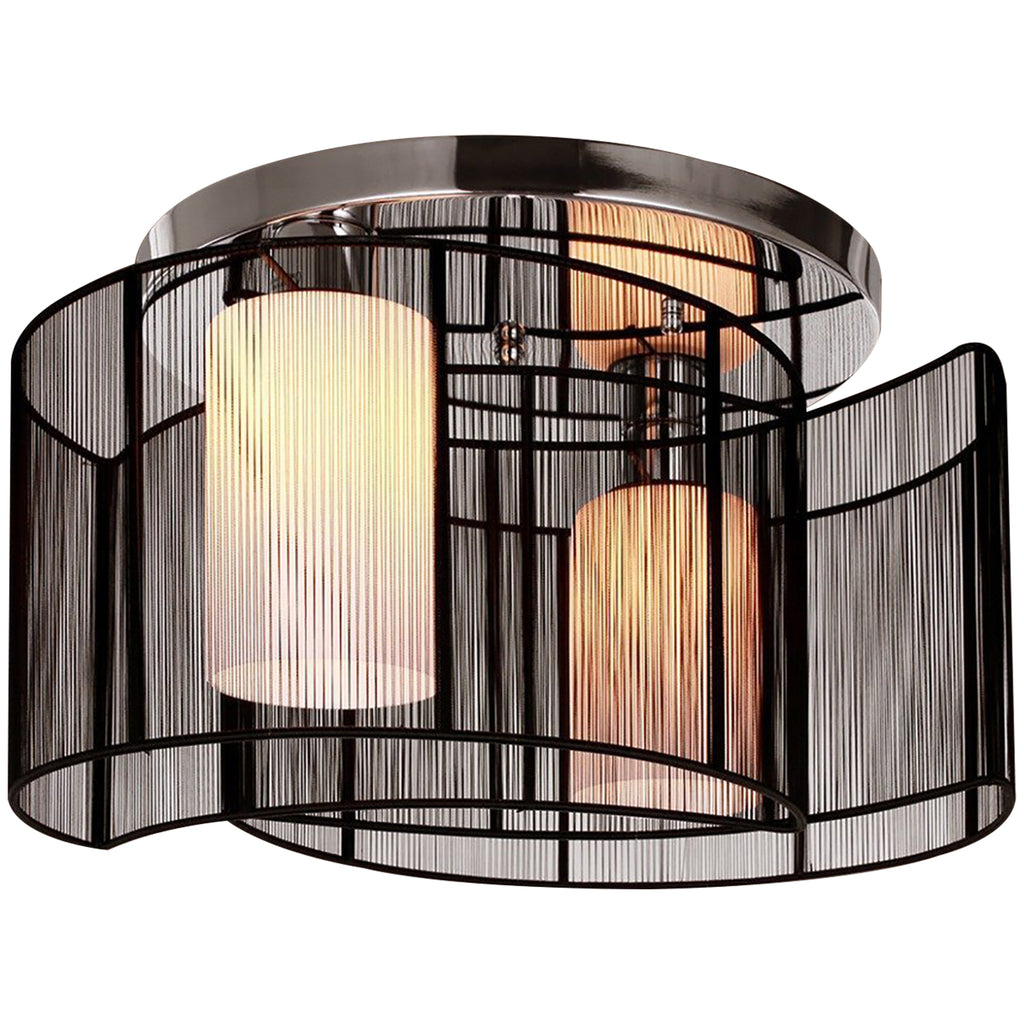 Modern Chandelier, Semi - Flush Mount Ceiling Light With 2 Light, E27 Bulb Base For Hallway, Dining Room, Living Room, White And Black - Noventis Home