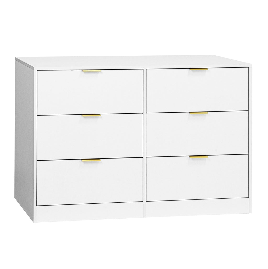 Simply Modern 6 - Drawer Dresser, Chest Of Drawers For Bedroom, Living Room, Hallway, And Entryway - Large Storage Cabinet White - Noventis Home
