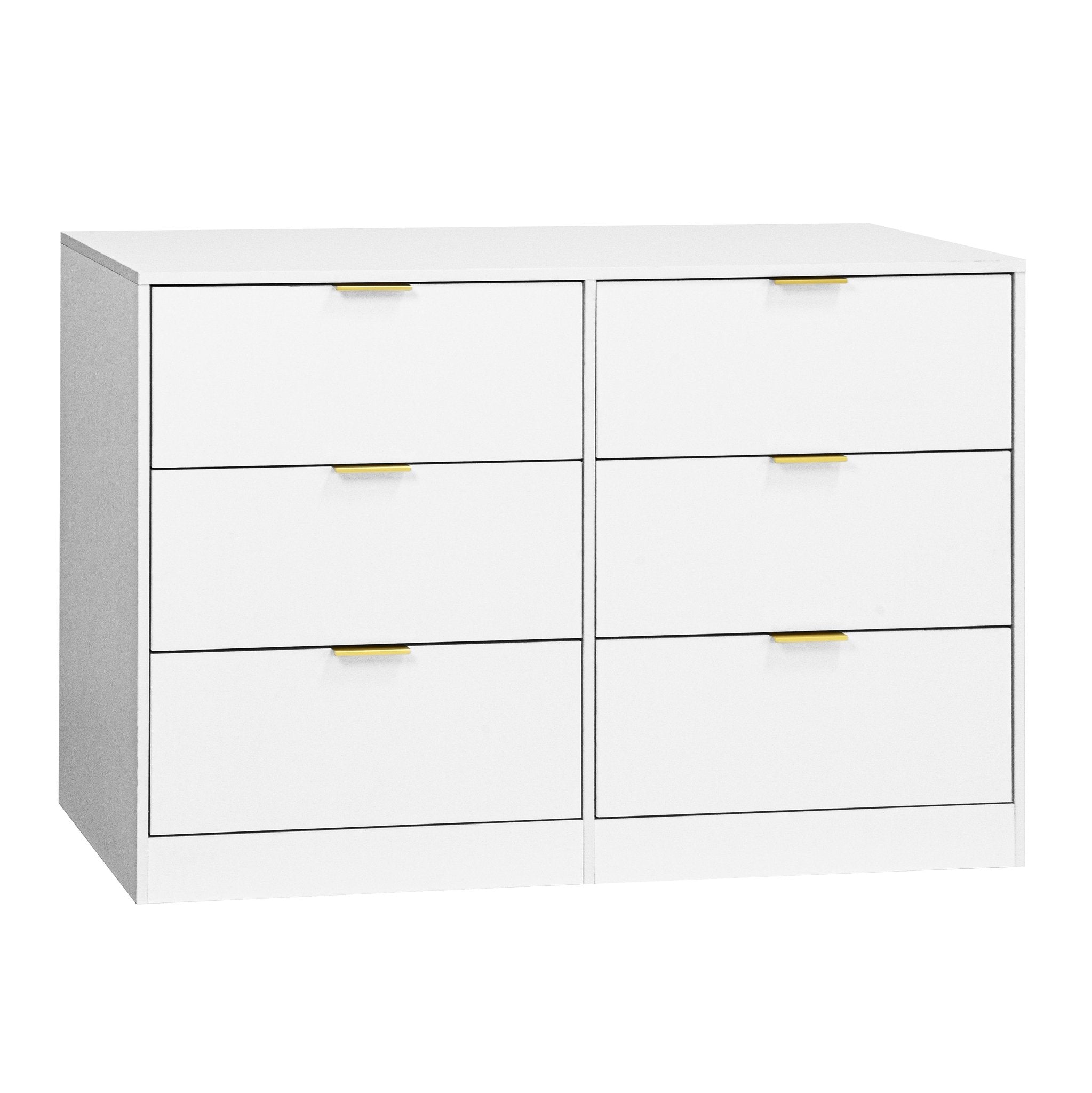 Simply Modern 6 - Drawer Dresser, Chest Of Drawers For Bedroom, Living Room, Hallway, And Entryway - Large Storage Cabinet White - Noventis Home
