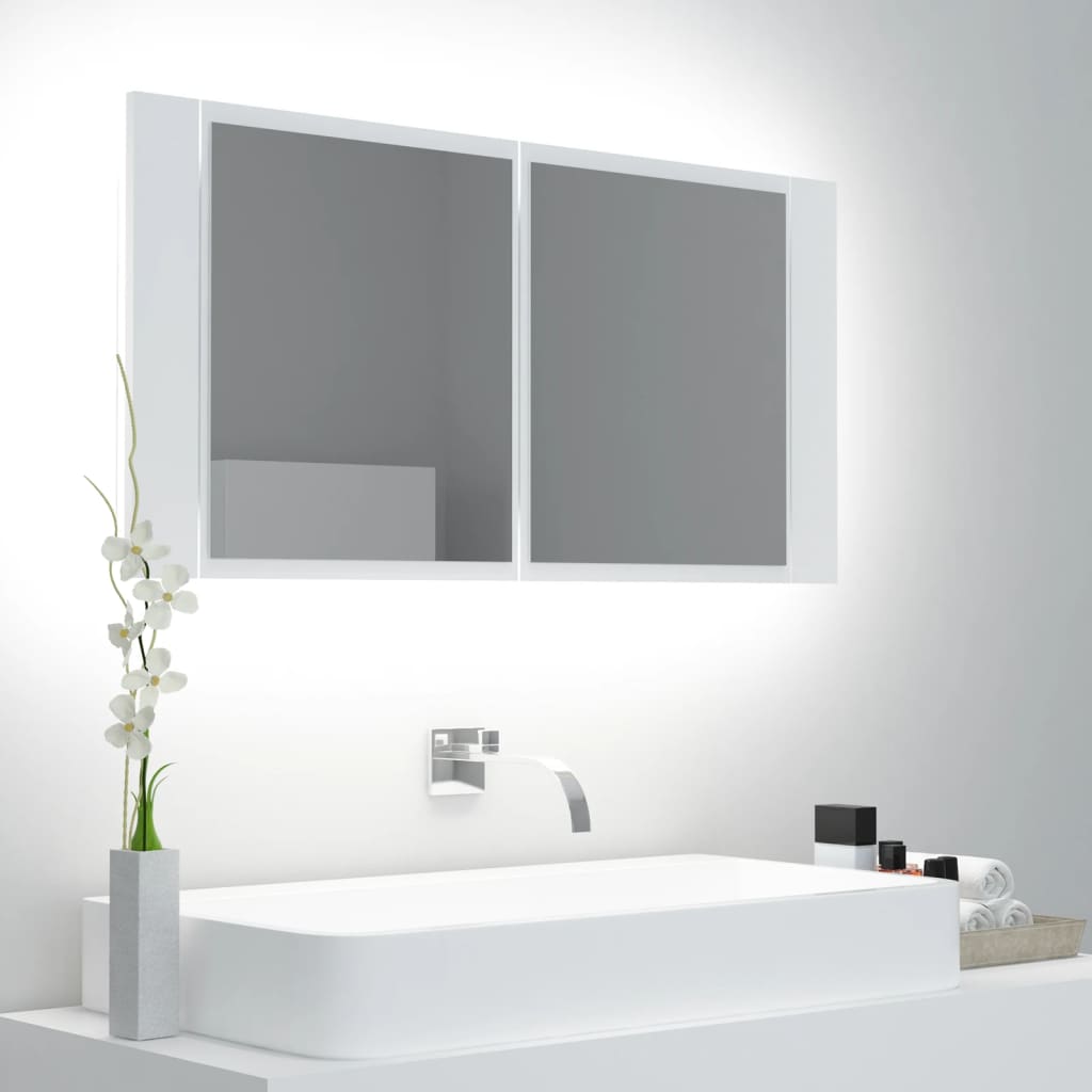 LED bathroom mirror cabinet 90x Acrylic LED bathroom mirror cabinet concrete grey 90x - Noventis Home