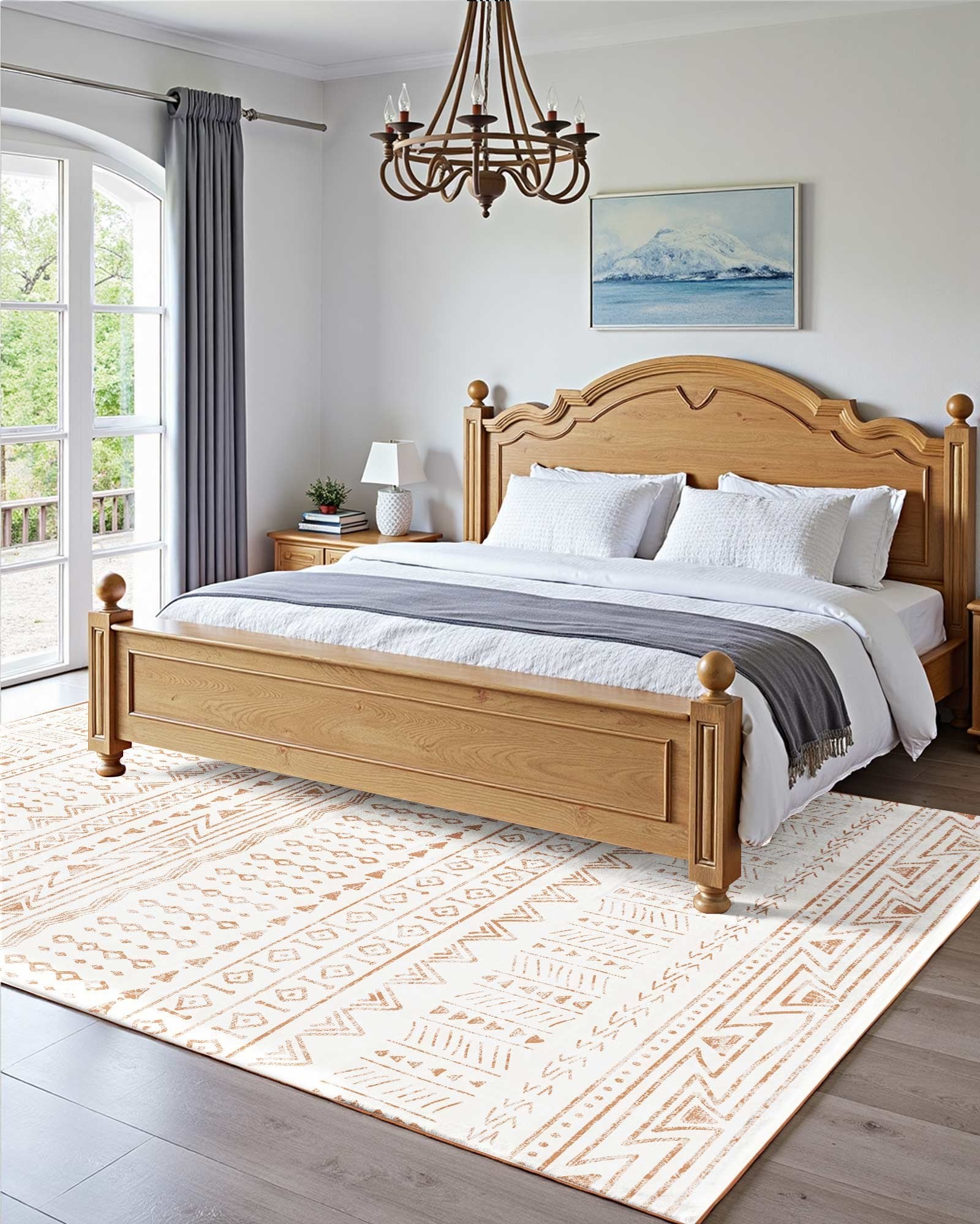Area Rug, 5 X 7 Ft Large Washable Rug, Non - Slip And Tear - Resistant Soft Carpet, Pet Friendly Modern Area Rugs, Indoor Mat For Bedroom, Office, Living Room, Entryway, Beige - Noventis Home